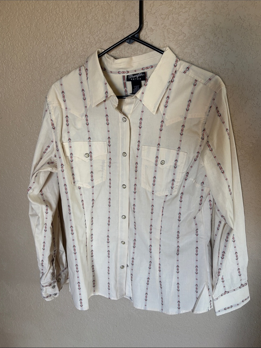 Wrangler Retro Cream Shirt with Pink and Black Trim